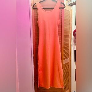 Roxy Peach Midi Dress with Open Back. Size M.